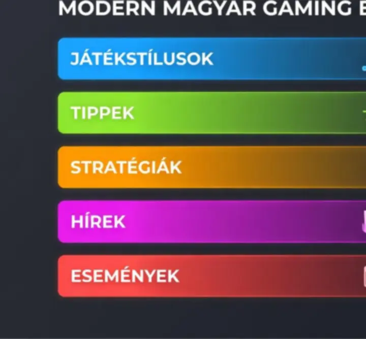 Blog kategória-navigáció gaming stílusú UI-val