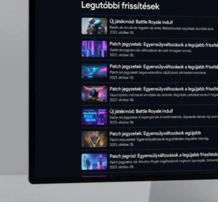 Blog frissítési lista modern gaming felülettel